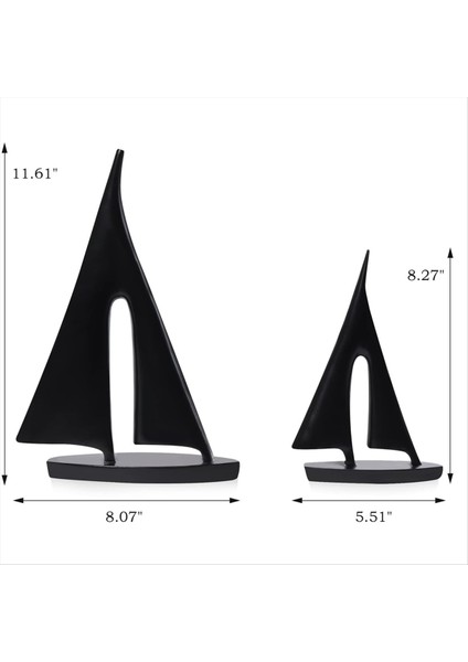 Modern Heykeller Ev Dekor Yelkenli Dekor Süs Tekne Süslemeleri Heykel Dekor Sanat Heykelleri ve Heykeller (2pcs) Siyah (Yurt Dışından) fiyatları
