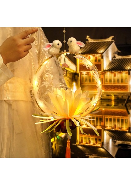 Çin Geleneksel Fener Diy Orta Sonbahar Festivali Fener Malzeme Seti LED Vintage El Yapımı Fenerler Sarı (Yurt Dışından) indirimleri