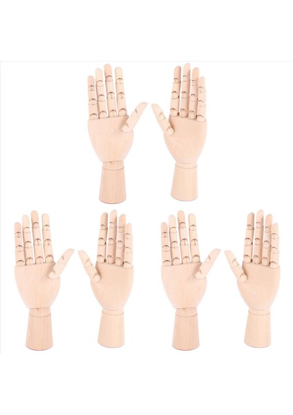 3x 7inç Ahşap Bölümlü Karşı Mafsallı Sol/sağ El Figürü Manikin El Modeli Çizim Eskiz Boyama (Yurt Dışından)