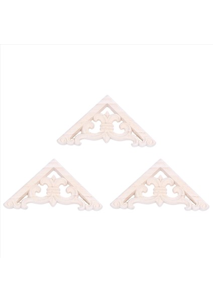 3pcs 8 x 8cm Ahşap Oyma Köşe Onlay Aplike Dekor Mobilya Zanaat Boyasız (Yurt Dışından)