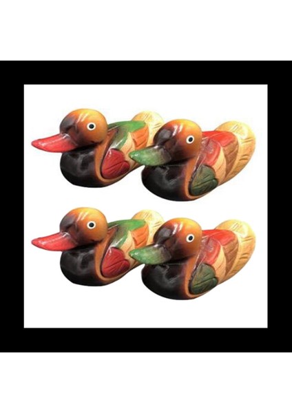 Ahşap Mandarin Ördek Model Dekor 4pcs El Yapımı Düğün Hediyesi Başucu Süsleme Yaratıcı Mandarin Ördek Heykelcik (Yurt Dışından)