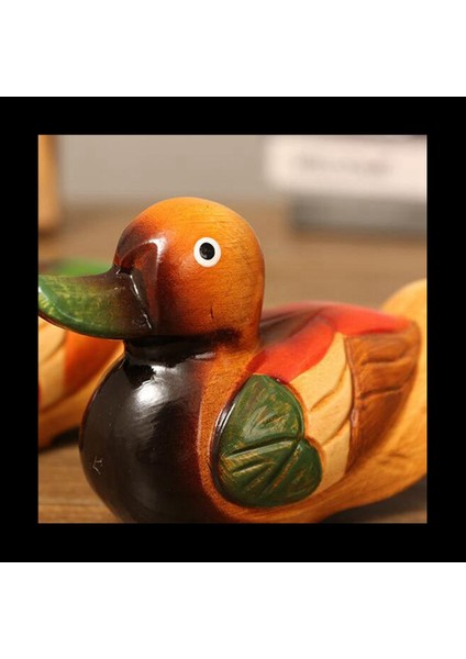 Ahşap Mandarin Ördek Model Dekor 4pcs El Yapımı Düğün Hediyesi Başucu Süsleme Yaratıcı Mandarin Ördek Heykelcik (Yurt Dışından) modelleri