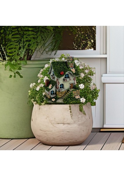 Yeşil Moss Cottage Saksı Tesisi Bahçe Bahçesi Çim Düz Akrilik Dekoratif Zemin Fiş Propa Süslemeleri Çim Dekorasyon Hediyesi (Yurt Dışından) fırsatları