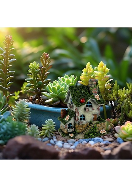 Yeşil Moss Cottage Saksı Tesisi Bahçe Bahçesi Çim Düz Akrilik Dekoratif Zemin Fiş Propa Süslemeleri Çim Dekorasyon Hediyesi (Yurt Dışından) indirimleri