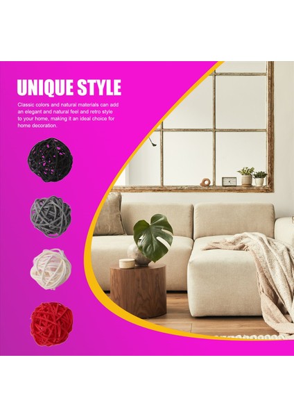 2 Inç Rattan Topları Ev Dekoru Için Dekoratif Dıy Dolgu Süsü Düğün Masa Dekorasyonu (Siyah Gri Kırmızı Beyaz) (Yurt Dışından) indirimleri