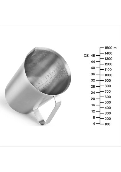 304 Kalıplı Paslanmaz Çelik Ölçüm Kupası ve Dudak Dudak, Oz ve ml Işaretli Metal Sürahi, 48OZ/1500 Ml- 6 Fincan) (Yurt Dışından) fiyatları