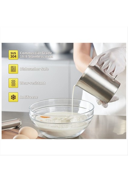 304 Kalıplı Paslanmaz Çelik Ölçüm Kupası ve Dudak Dudak, Oz ve ml Işaretli Metal Sürahi, 48OZ/1500 Ml- 6 Fincan) (Yurt Dışından) fırsatları