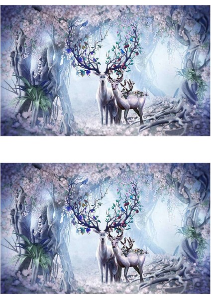 2x Dıy 5d Elmas Resim Rhinestone Nakış Resimleri Resimler Sanat El Sanatları Ev Duvar Dekoru- Elk Evi (Yurt Dışından)