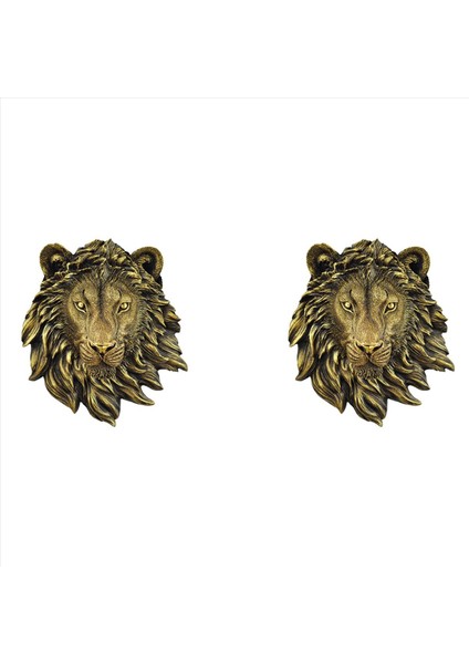 2pcs Hayvan Başı Duvar Dekor Aslan Duvar Dekor Duvar Heykeli Ev Dekor Yaratıcı Simülasyon Heykel (Yurt Dışından)