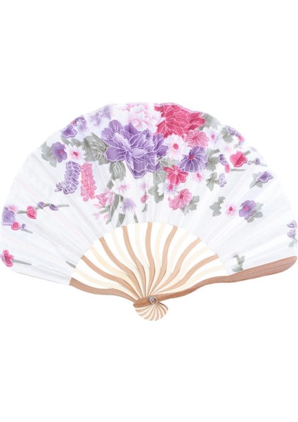 Renkli Işlemeli Çiçek Desen Siyah Kumaş Katlanır Kadın ve Bambu Çiçek Baskılı Japon Stil (Yurt Dışından) fırsatları