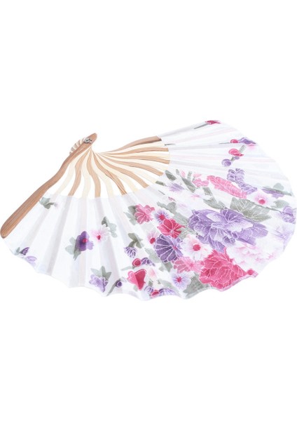 Renkli Işlemeli Çiçek Desen Siyah Kumaş Katlanır Kadın ve Bambu Çiçek Baskılı Japon Stil (Yurt Dışından) indirimleri