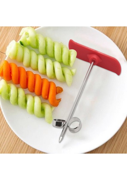 Yeni Yaratıcı Sebze Meyve Spiral Büküm Bıçağı Paslanmaz Çelik Manuel Spiral Oyma Kesici Mutfak Tepesi Dekorasyon Sebze Bıçağı Spiral Oyma Aracı Kırmızı (Yurt Dışından) modelleri