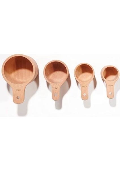 4pcs/set Ahşap Ölçüm Fincanları, Pişirme Için Ahşap Cila Kaplamasıyla El Işi (Yurt Dışından) indirimleri