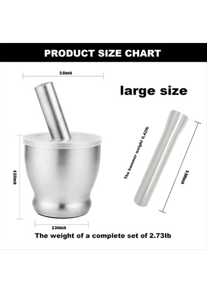 Paslanmaz Çelik Büyük Harç ve Havaneli Baharat Hapı Kırıcı, Mutfak Veya Öğütme Otları Için Koruyucu Kapaklı Seti (Yurt Dışından) modelleri