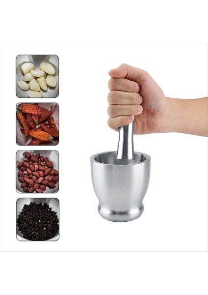 Paslanmaz Çelik Büyük Harç ve Havaneli Baharat Hapı Kırıcı, Mutfak Veya Öğütme Otları Için Koruyucu Kapaklı Seti (Yurt Dışından) fırsatları