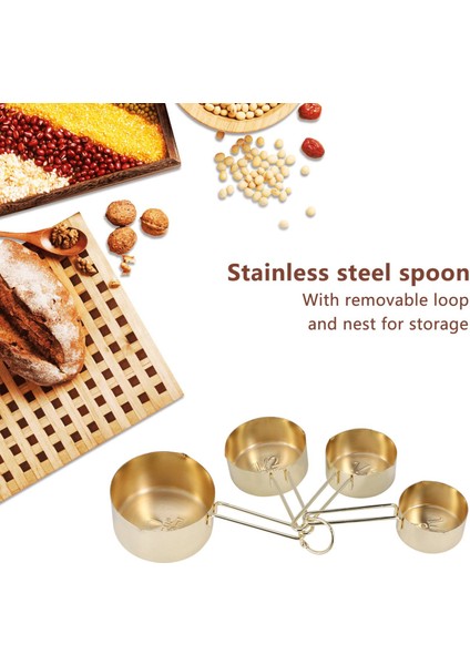 Altın Ölçüm Kupaları Ölçüm Kaşıkları Paslanmaz Çelik Seti 8 Parça Kuru ve Sıvı Malzemeler Pişirme Madenleri (Yurt Dışından) fiyatları