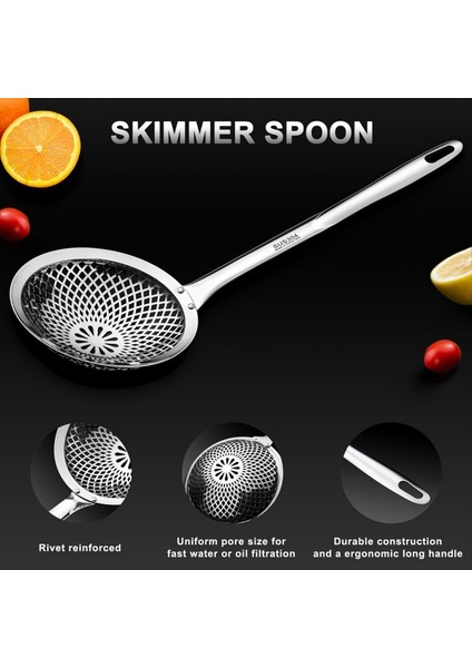 Skimmer Kaşık, 304 Paslanmaz Çelik Süzgeç Kaşıkları, Metal Pişirme Skimmer Derin Fritöz Kepçesi, Dia 4.3 ve 5.9 Inç (Yurt Dışından) fiyatları