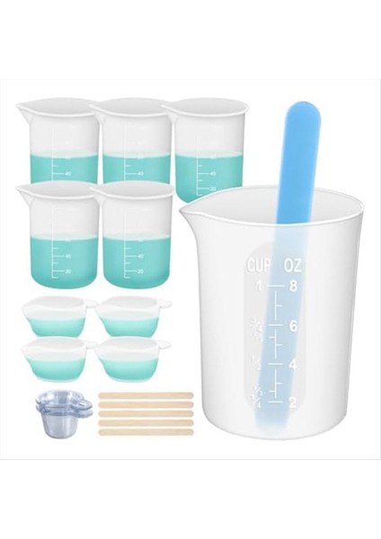 Reçine Silikon Ölçüm Kupası Takım Kiti - Silikon Karıştırma Çubuk Pipet, Dayanıklı Epoksi Reçine Malzemeleri, Kalıp Için Uygun (Yurt Dışından)