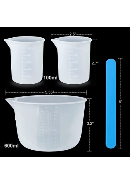 600ML/20OZ Reçine Karıştırma Bardağı, 2 Parçalı 100ML Ölçüm Bardağı, Silikon Karıştırma Çubuğu, Epoksi Karıştırma Kiti (Yurt Dışından) fırsatları