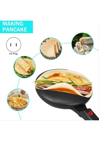 Yapışmaz Kaplama Elektrikli Krep Tavası 600W Handheld Gözleme Makinesi Elektrikli Yuvarlak Griddle Krepler Için Us Fiş (Yurt Dışından) fiyatları