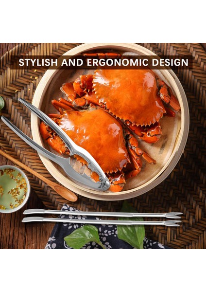 Deniz Ürünleri Aracı Kiti, Paslanmaz Çelik Yengeç Bacak Krakeri ve Çatallar Somun Krakeri Set Kabuklu Deniz Ürünleri Sheller 12 Pcs (Yurt Dışından) indirimleri