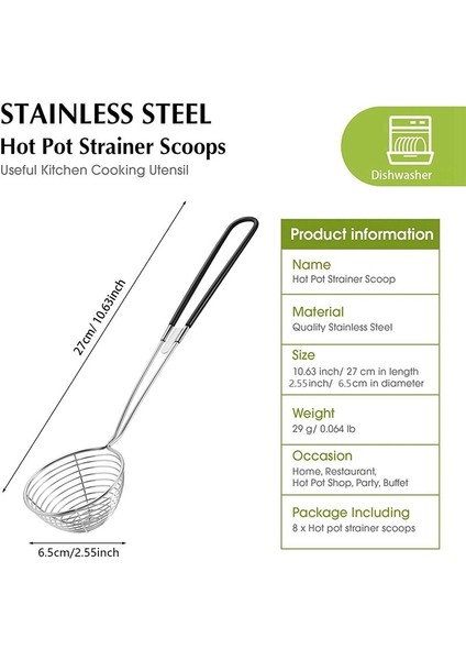 Hot Pot Süzdürme Kepçeleri, Paslanmaz Çelik Strip Süzgeç Kaşıkları Mini Mesh Skimmer Kaşığı Spander Kepçesi Sap (Yurt Dışından) fiyatları