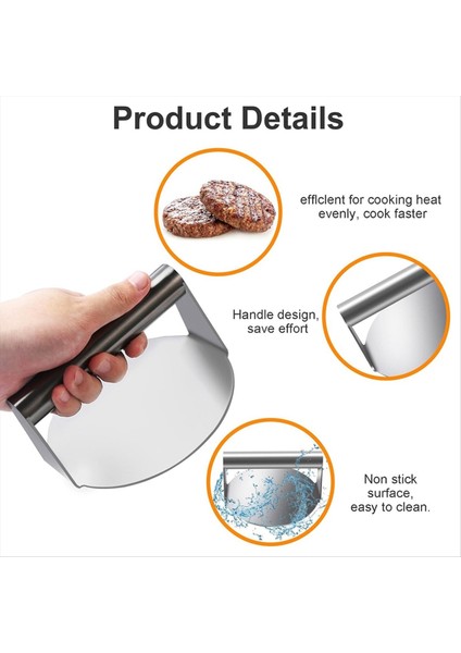 Paslanmaz Çelik Ezici Hamburger Briket Hamburger Patty Masher Yuvarlak Et Briket Kalıp Et Mutfak Aksesuarları (Yurt Dışından) modelleri