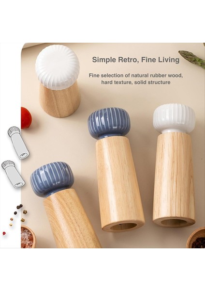 2pcs Seramik Kapak Seti, Ayarlanabilir Kaba Değirmenler, Doldurulabilir Tuz ve Karabiber (Mavi+Beyaz) ile Ahşap Tuz ve Karabiber Değirmeni (Yurt Dışından) fiyatları