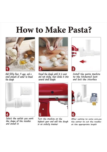 Kitchenaid Mikser Için Gurme Makarna Eki, 6 Farklı Şekilli Makarna Makarnası Seti Makarna Pres Çıkışı (Yurt Dışından) fırsatları