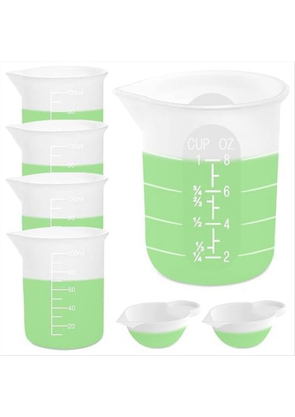 7pcs Silikon Ölçüm Kupası Kitleri, 1pc 250ML Silikon Kupa, 4 Pc 100 ml Yapışmaz Karıştırma Bardakları, 2 Pcs 10ML Silikon Kalıp Kupası (Yurt Dışından)