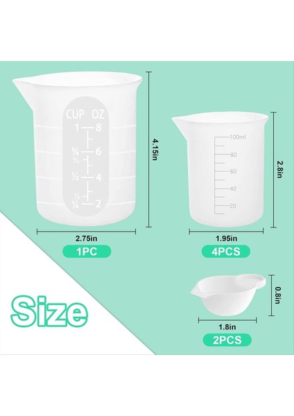 7pcs Silikon Ölçüm Kupası Kitleri, 1pc 250ML Silikon Kupa, 4 Pc 100 ml Yapışmaz Karıştırma Bardakları, 2 Pcs 10ML Silikon Kalıp Kupası (Yurt Dışından) fiyatları