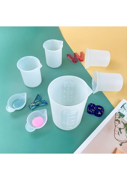 7pcs Silikon Ölçüm Kupası Kitleri, 1pc 250ML Silikon Kupa, 4 Pc 100 ml Yapışmaz Karıştırma Bardakları, 2 Pcs 10ML Silikon Kalıp Kupası (Yurt Dışından) indirimleri