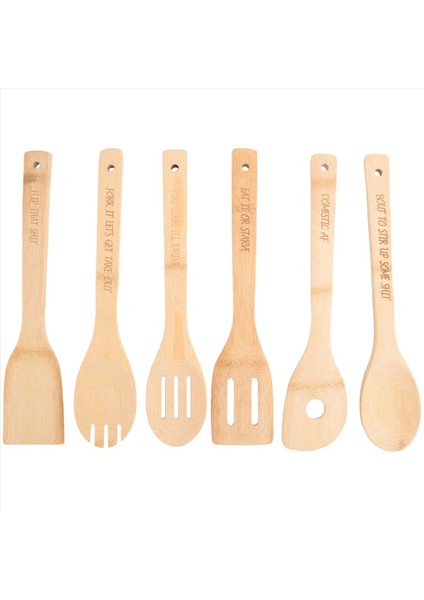 Komik Ahşap Kaşık Seti, 6pcs Ahşap Yemek Kaşları, Komik Sayılar ile Oyulmuş Ahşap Kahve Kaşık B (Yurt Dışından)