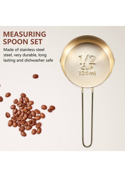 Altın Ölçüm Kupaları Ölçüm Kaşıkları Paslanmaz Çelik Seti 8 Parça Kuru ve Sıvı Malzemeler Pişirme Madenleri (Yurt Dışından) fırsatları