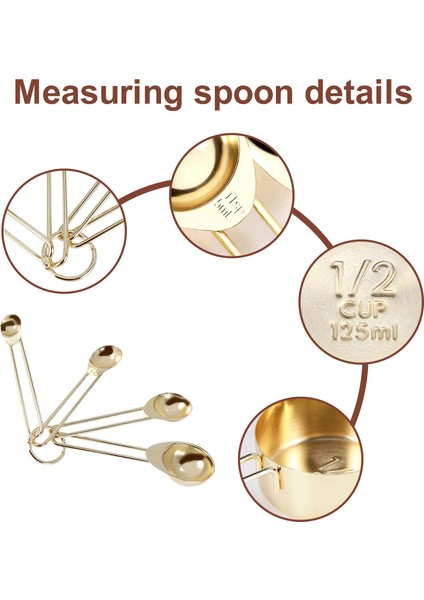 Altın Ölçüm Kupaları Ölçüm Kaşıkları Paslanmaz Çelik Seti 8 Parça Kuru ve Sıvı Malzemeler Pişirme Madenleri (Yurt Dışından) indirimleri