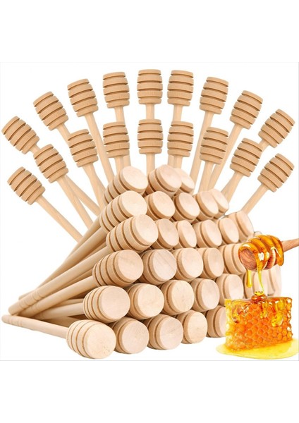100 Adet Bal Kepçe Çubukları Mini Bal Kepçeleri 6 Inç Ahşap Bal Kepçesi Bal Kepçesi Kepçe Karıştırıcılar Petek Çubuğu (Yurt Dışından)