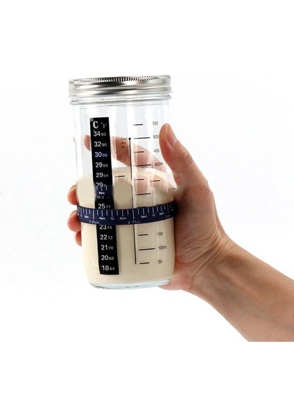 Cam Hava Geçirmez Kavanoz Maya Üreticisi Doğal Fermantasyon Kavanozu Kapak ve Ölçekli Hamur Fermantasyon Kiti (Yurt Dışından) modelleri