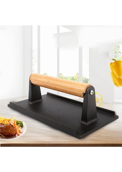 Mutfak Ağır Döküm Düz Demir Biftek Ağırlığı/pastırma Ahşap Saplı Pres, Grill Press (Yurt Dışından) fırsatları