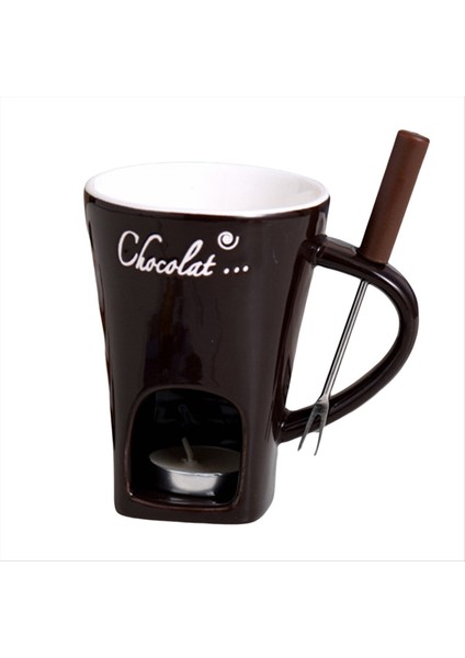 Fonduum Kupa Set Çikolatalı Peynir Süt Krema Seti Tek Tereyağı Melter Pişirme Fincan Şamdan Kahverengi (Yurt Dışından)