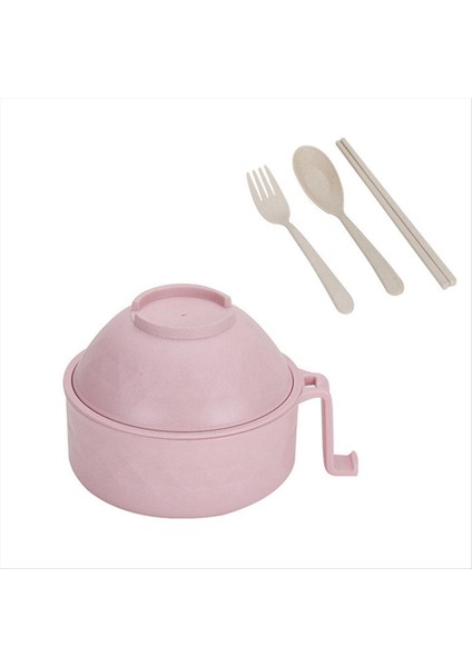 Ramen Kase Ocak Seti - Buğday Saman Anında Erişte Kase Kulplu Pembe (Yurt Dışından)