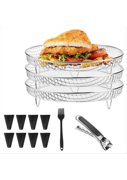 Hava Fryer Rafı Tun Toa Yayrak Yapılıklı Kurtucu Rafları Paslanmaz Çelik Hava Fritöz Sepet Tepsi Hava Fritöz Aksesuarları (Yurt Dışından)