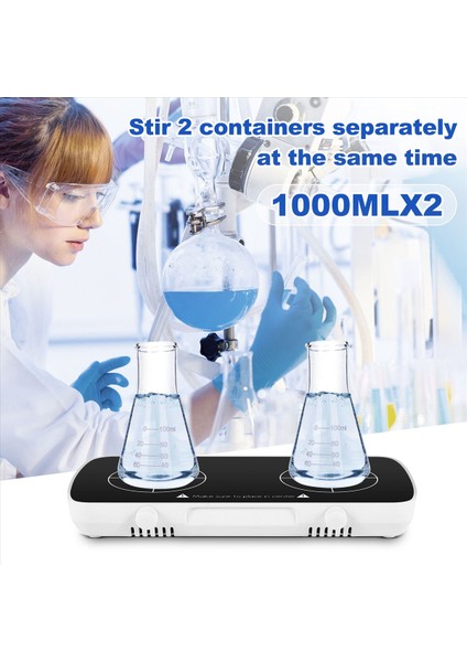 Karıştıran Mini Manyetik Karıştırıcı, 2 Bağımsız Çalışma Paneli Lab Mikseri, 1l+1l Kapasitesi, 0-4000RPM Adjusat Hızı (Yurt Dışından) fırsatları