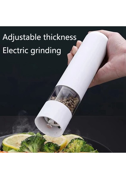 Tuz Karabiber Öğütücü Elektrikli Baharat Un Değirmen Değirmeni Ayarlanabilir Kaba Mutfak Barbekü Araçları Baharat Araçları Beyaz (Yurt Dışından)