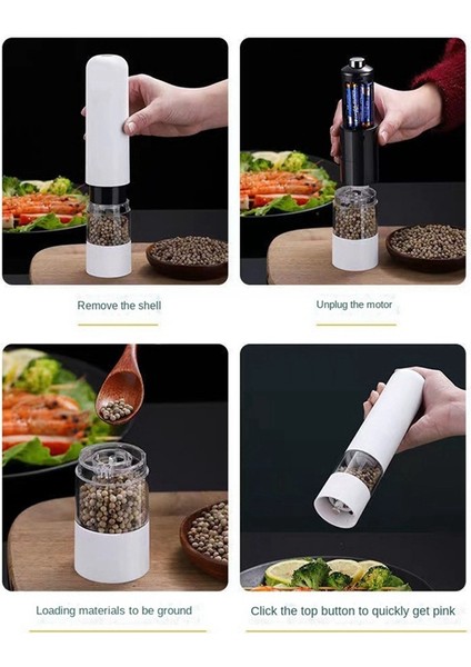 Tuz Karabiber Öğütücü Elektrikli Baharat Un Değirmen Değirmeni Ayarlanabilir Kaba Mutfak Barbekü Araçları Baharat Araçları Beyaz (Yurt Dışından) fiyatları