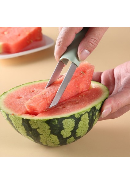 Karpuz Çatal Dilimleyici Kesici, Paslanmaz Çelik Karpuz Popsicle Kesici Karpuz Kesici Kavun Kesici Kremsi Beyaz (Yurt Dışından) fırsatları