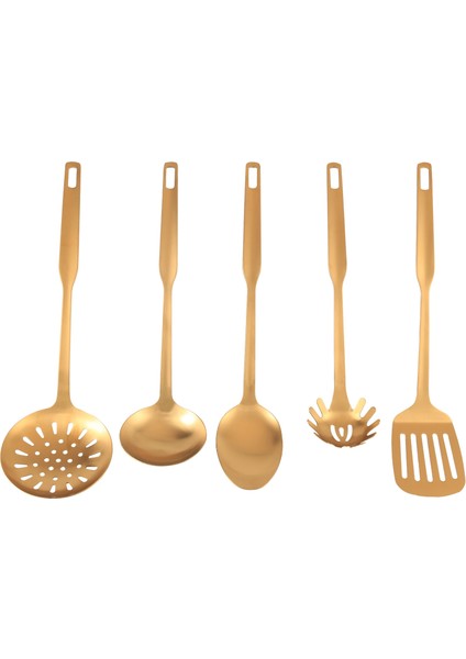 Paslanmaz Çelik Mutfak Eşyaları 5 Parçalı Pişirme Mala Seti, Mutfak Alet Seti, Altın (Yurt Dışından)