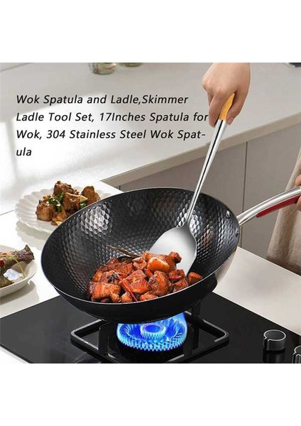 Çorba Kepçe, Wok Için 17 Inç Spatula, Isıya Dayanıklı Ahşap Saplı Yemek Pişiren Paslanmaz Çelik Kaşıklar (Yurt Dışından) modelleri