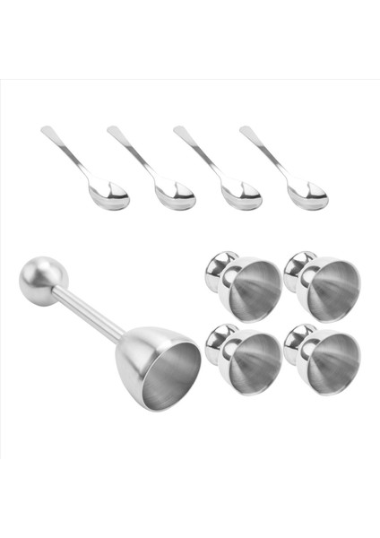 Paslanmaz Çelik Yumurta Kraker Topper Seti, Sert Haşlanmış Yumurta Ayırıcı Tutucu, 4 Kaşık, 4 Su Bardağı, 1 Kabuk Sökücü Üst Kesici (Yurt Dışından) modelleri