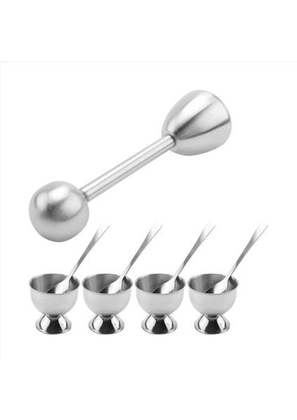 Paslanmaz Çelik Yumurta Kraker Topper Seti, Sert Haşlanmış Yumurta Ayırıcı Tutucu, 4 Kaşık, 4 Su Bardağı, 1 Kabuk Sökücü Üst Kesici (Yurt Dışından) fırsatları