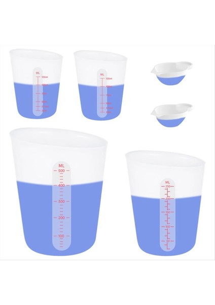 Epoksi Silikon Ölçüm Kabı, Yapışmaz Karıştırma Bardakları, Döküm Kalıpları Için 6 Adet Silikon Fincan Seti, 500ML, 250ML ve 125ML (Yurt Dışından)